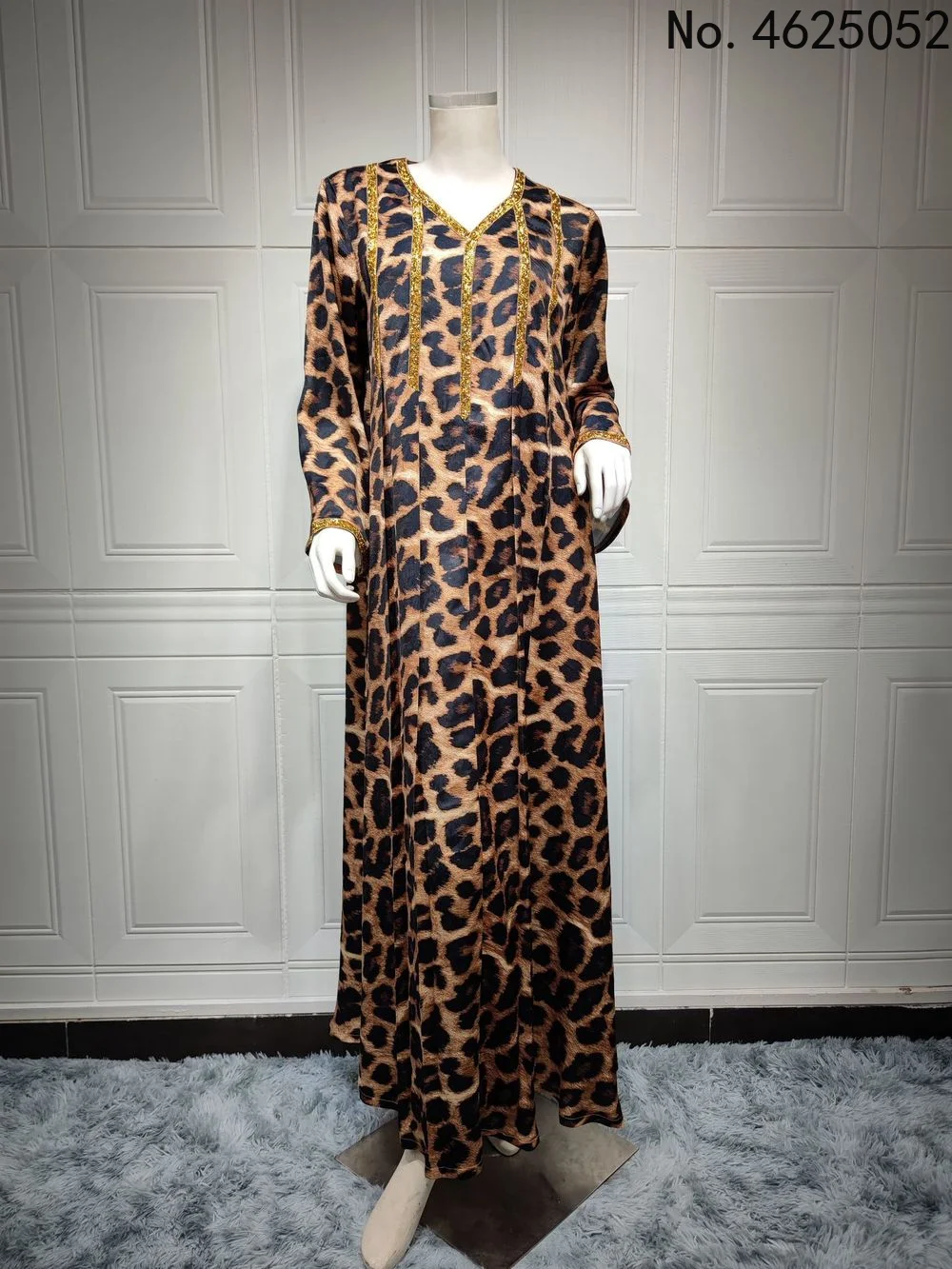 

Женское платье макси с этническим принтом, осеннее платье в мусульманском стиле, халабия, Дубай, марокканский кафтан, одежда для Ближнего Во...