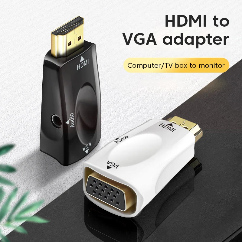 

Адаптер HDMI-совместимый со штекером на гнездо VGA, преобразователь аудиокабеля HD 1080P для ПК, ноутбука, ТВ-приставки, проектора компьютера