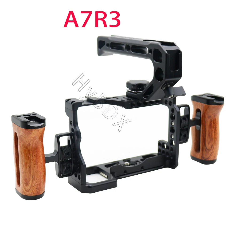 Universal Camera Cage Left /Right  Side Handle for Sony Canon Nikon Camera Cage Wooden Handle Grip Cold Shoe for Mic Video Light