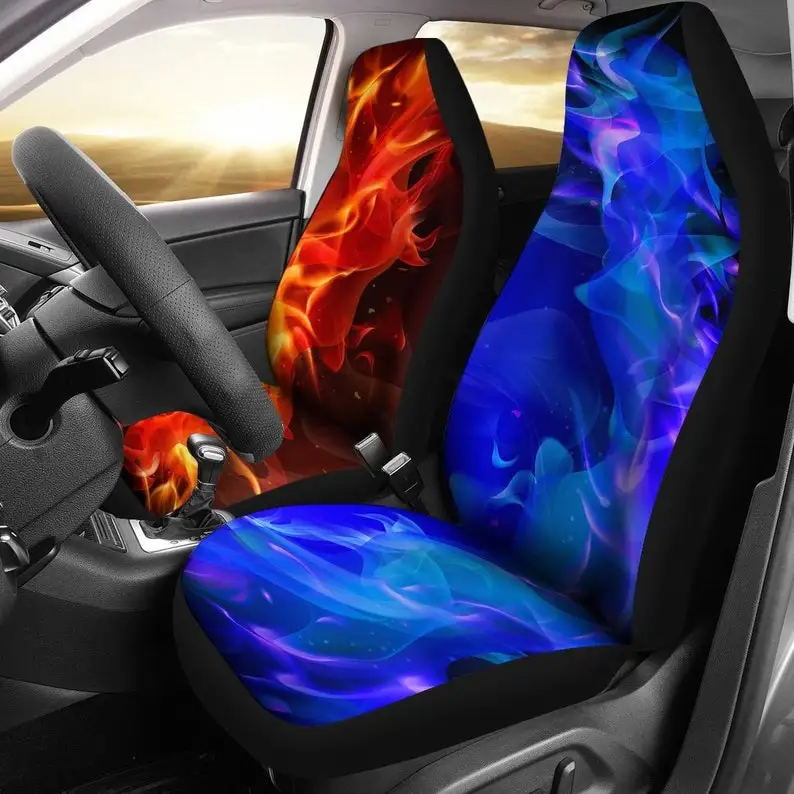 

Red Hot Flames Cold Blue Fire smoke Car Seat Covers Pair, 2 Front Car Seat Covers, Seat Cover for Car, Car Seat Protector, Car A