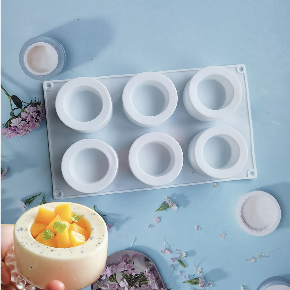 

6 Cavity Small Round Cup Candle Mold Dessert Pudding Mousse Cake Baking Utensils Home Decoration Candle Cup Baking Mold