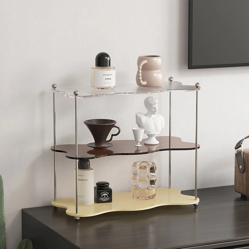 Creative acrylic shelving desktop decoration multi-layer display rack household living room simple storage cup holder