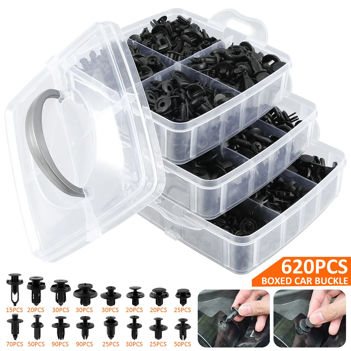 

new 620 Pcs Car Retainer Clips Plastic Door Panel Fasteners Fender Bumper Clips Auto Fastener Clip Kit with 16 Commonest Sizes