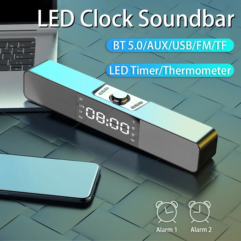 

Bluetooth-Колонка со светодиодной подсветсветодиодный и часами, с поддержкой USB