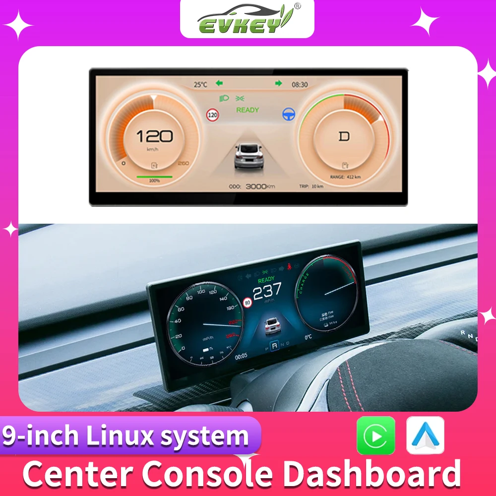

EVKEY Linux System For Tesla Model 3 Y 9.0-inch Center Console Dashboard Touch Screen Wireless Carplay Android Auto OTA Upgrade
