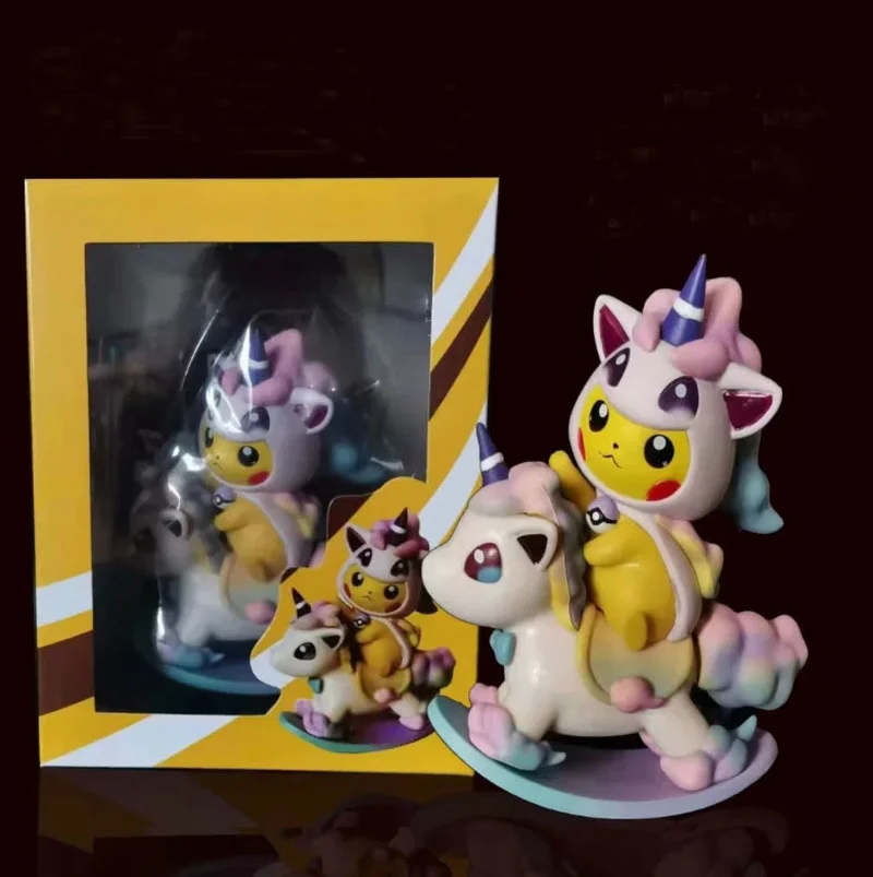 

12cm Anime Pokemon Trojan Pikachu Figures Pokémon Pikachu Cosplay Unicorn Model Action Figure Doll Toys Ornaments Gift for Kids