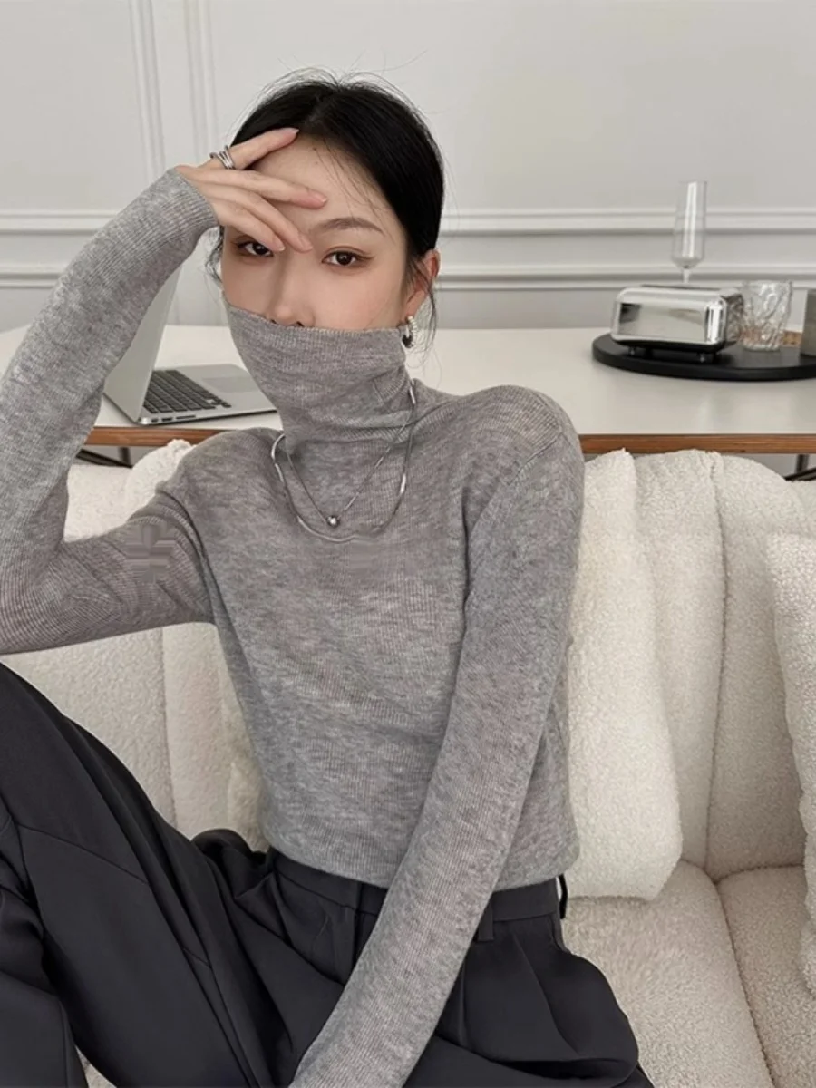 Водолазка во французском стиле вязаный свитер для женщин осень и зима 2024