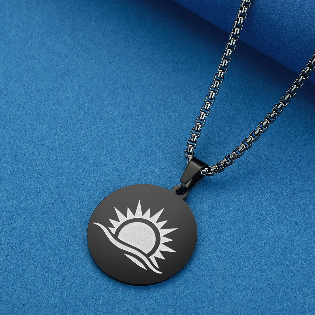 Ожерелье QIMING с подвеской гравировкой солнца и солнечного света для женщин