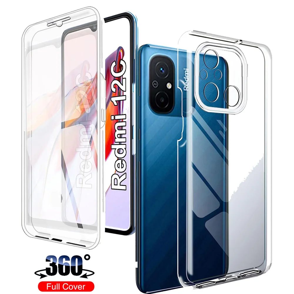 360 двухсторонний противоударный чехол для Xiaomi Redmi 12C, прозрачный полноразмерный защитный чехол для Redmi A1 A2 10 10A 10C 9A 9C 9 360 двухсторонний противоударный чехол для Xiaomi Redmi 12C, прозрачный полноразмерный защитный чехол для Redmi A1 A2 10 10A 10C 9A 9C 9