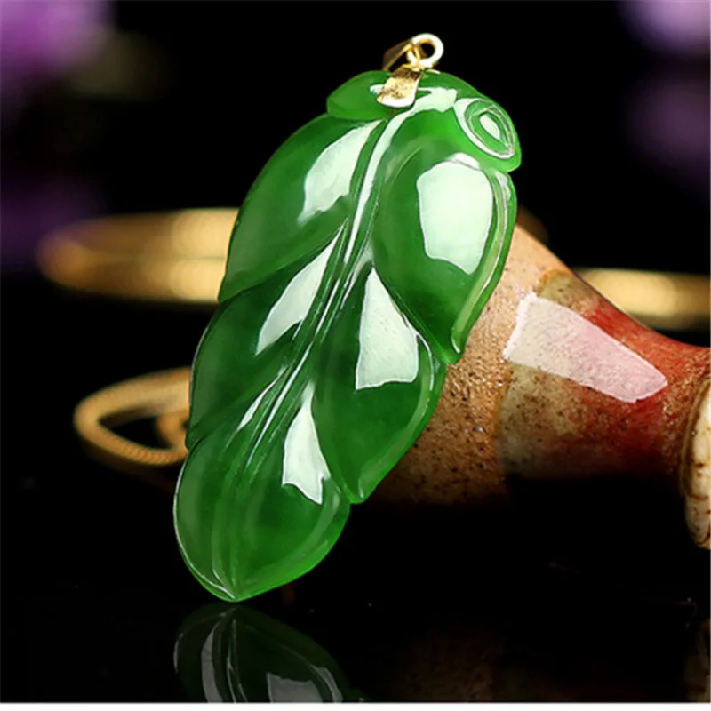 Подвеска RealHetian Green Silverof the Rich Jasper Leaf Jade Penda