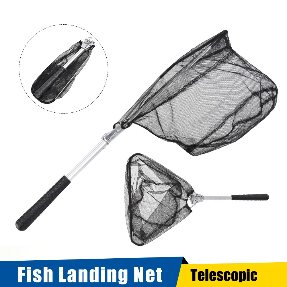 

50cm Portable Fish Landing Net Folding with Aluminum Alloy Rod Foldable Fishing Net Pole Landing Net for Kayak Fly Fishing Tool