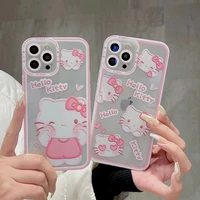 hello kitty cute cartoonphone cases for iphone 13 12 11 pro max mini xr xs max 8 x 7 se 2022 transparent silicone back cover