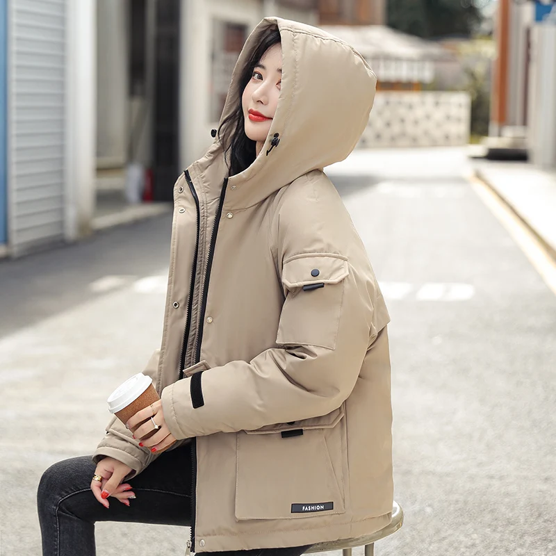 Women's Winter Oversize Jacket Down Cotton Padded Coat Female Loose Casual Overcoat Female Fashion Hooded Short Parkas