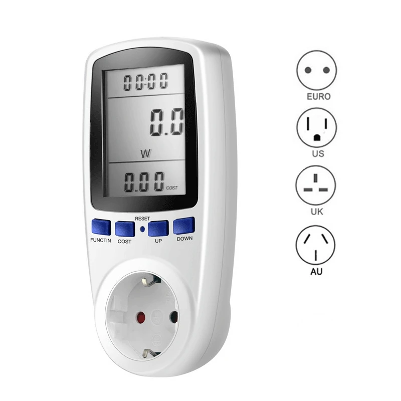 

Цифровой ЖК-измеритель мощности, 220 В переменного тока, с вилкой Стандарта США, Великобритании и Австралии