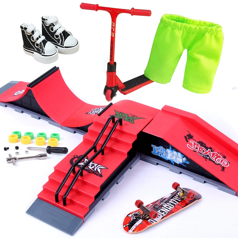 Mini patinete eléctrico de dedo, Juego de piezas de rampa de Skate, Kit de Bicicletas BMX, juguetes de cubierta, regalos novedosos