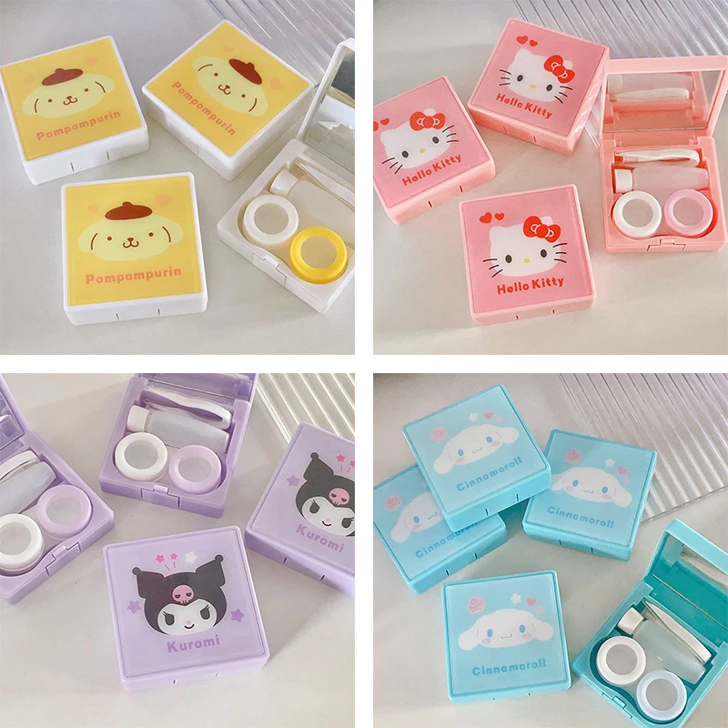 

Sanrio милые аниме Kuromi My Melody Pc Dog Cinnamoroll Kawaii цветные контактные линзы коробка контактных линз для девочек