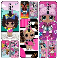 cute l o l surprise doll for oppo reno7 6 5 4 2 z lite pro plus se 4g 5g black soft tpu shockproof silicone cover phone case
