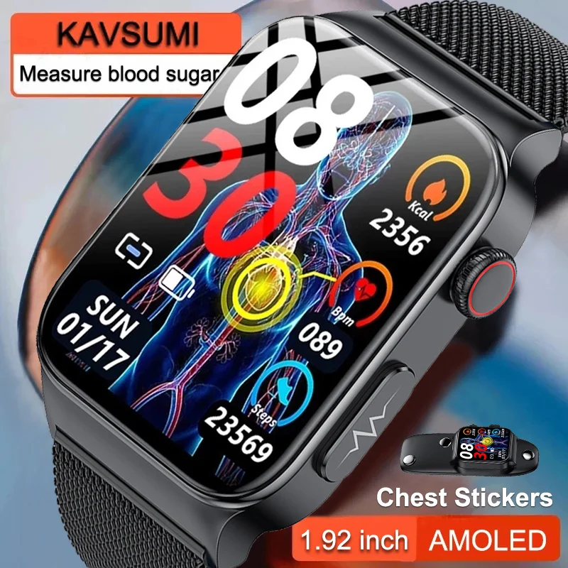 2023 New Painless Non-Invasive Measure Blood Glucose Smart Watch Men ECG+PPG Heart Rate Blood Pressure Health Smartwatch Women