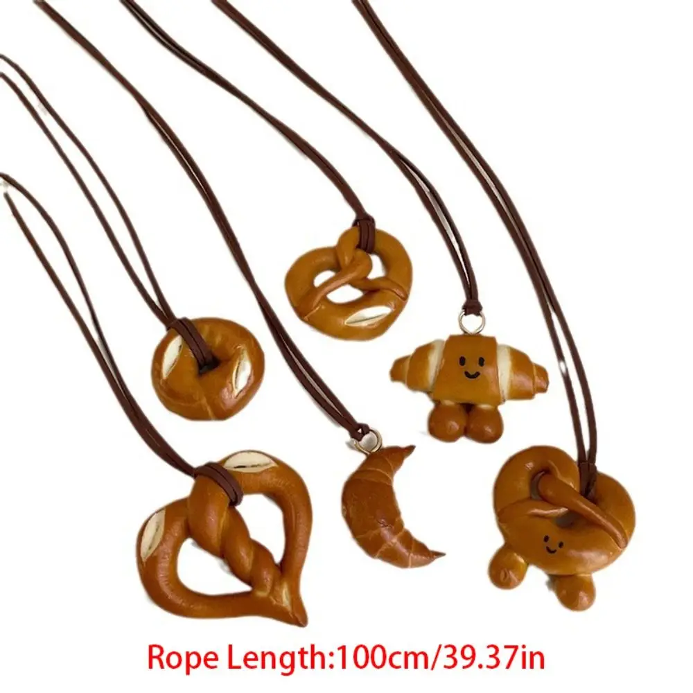 Бублик подвеска в виде щелочного хлеба милая веревка ожерелье с роками цепочка