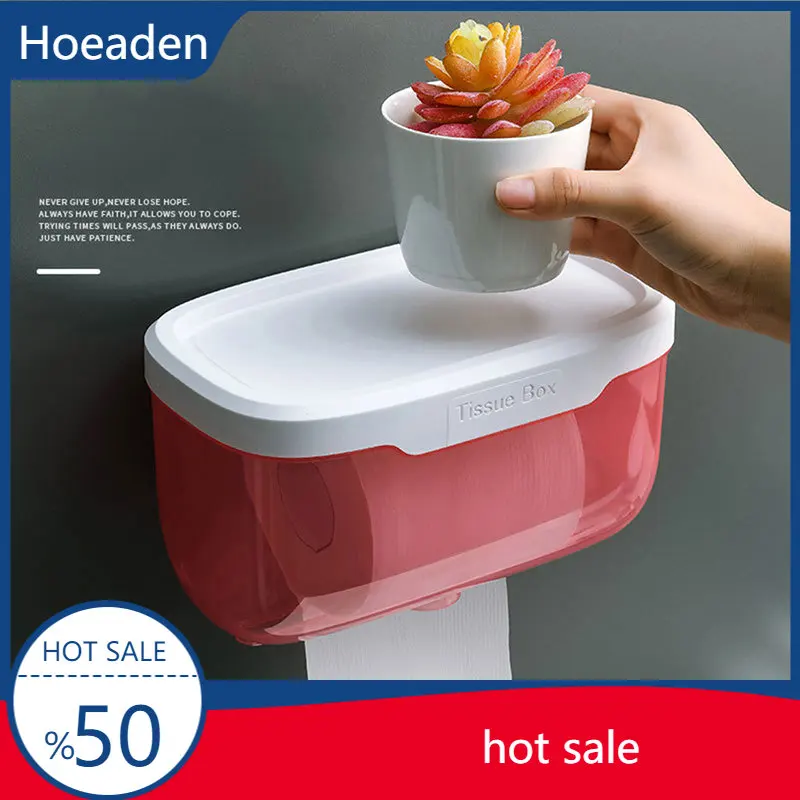 

Wall Mount Bathroom Tissue Storage Box Punch-Free Phone Rack Toilet Paper Holder