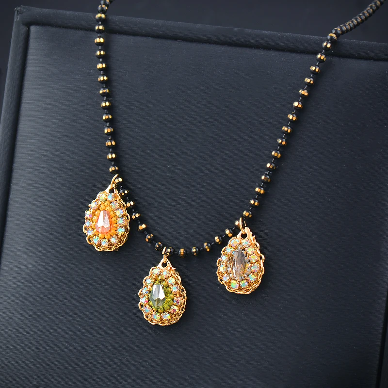 

LEEKER korean style Necklace For Women Flower Waterdroplets Pendants and necklaces Choker Neck jewelry 2022 New Arrival 822 LK6