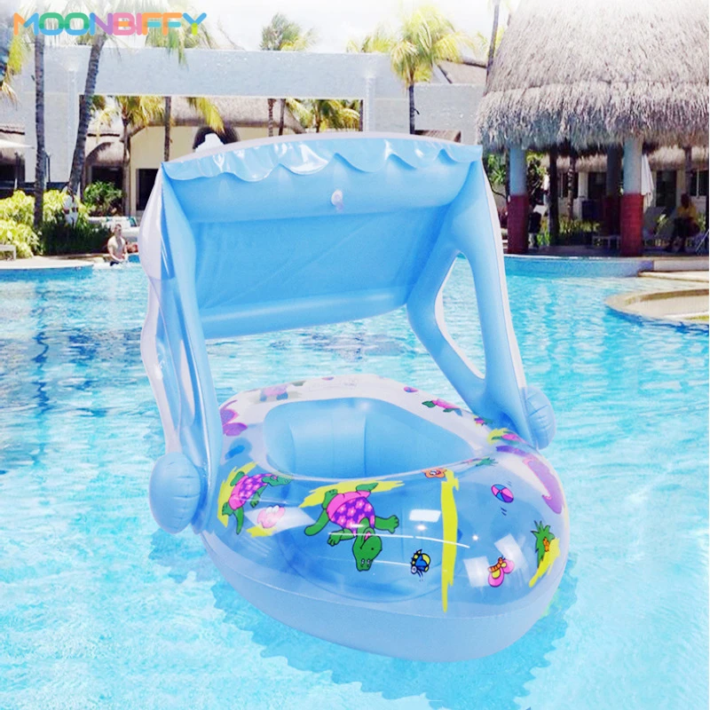 

New Inflatable Swimming Ring Toddler Swim Boat Swimming Training Toys Summer Baby Child Swimming Pool Water Seat With Canopy