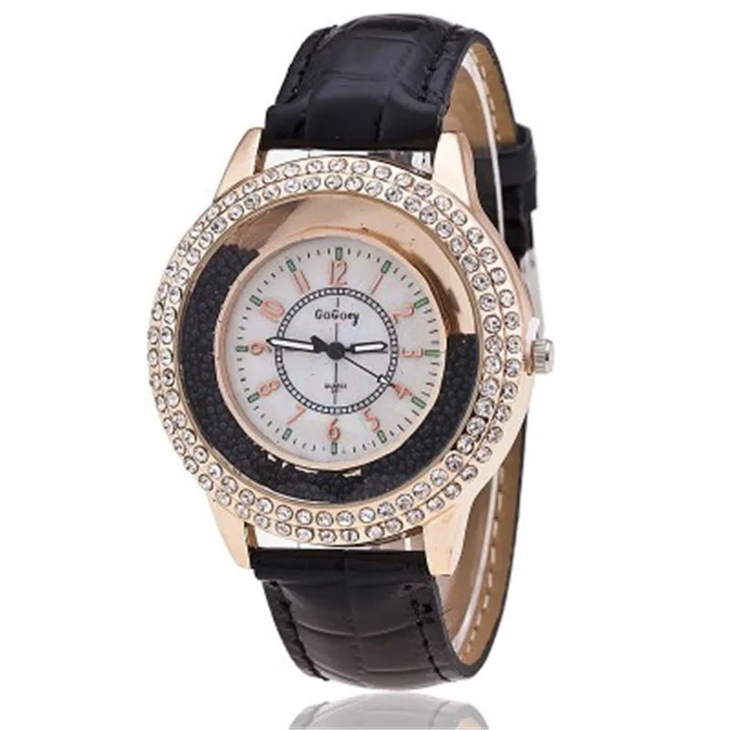 

Crystal Rhinestone Brand PU Leather Watches Women Dress Clock Ladies Gifts Quartz Wristwatches Watch Reloj For Girls Fashion