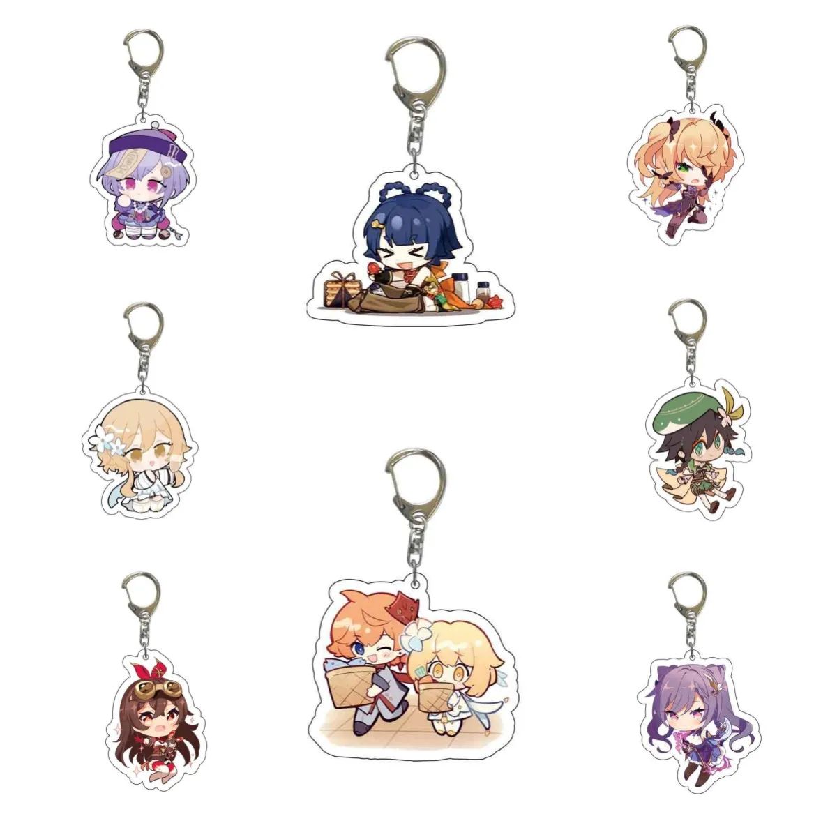 

Game Anime Acrylic Key Chain Zhongli Venti Xiao Ganyu Genshin Impact Keychain Men And Women Car Accessories Bag Pendant Keyring