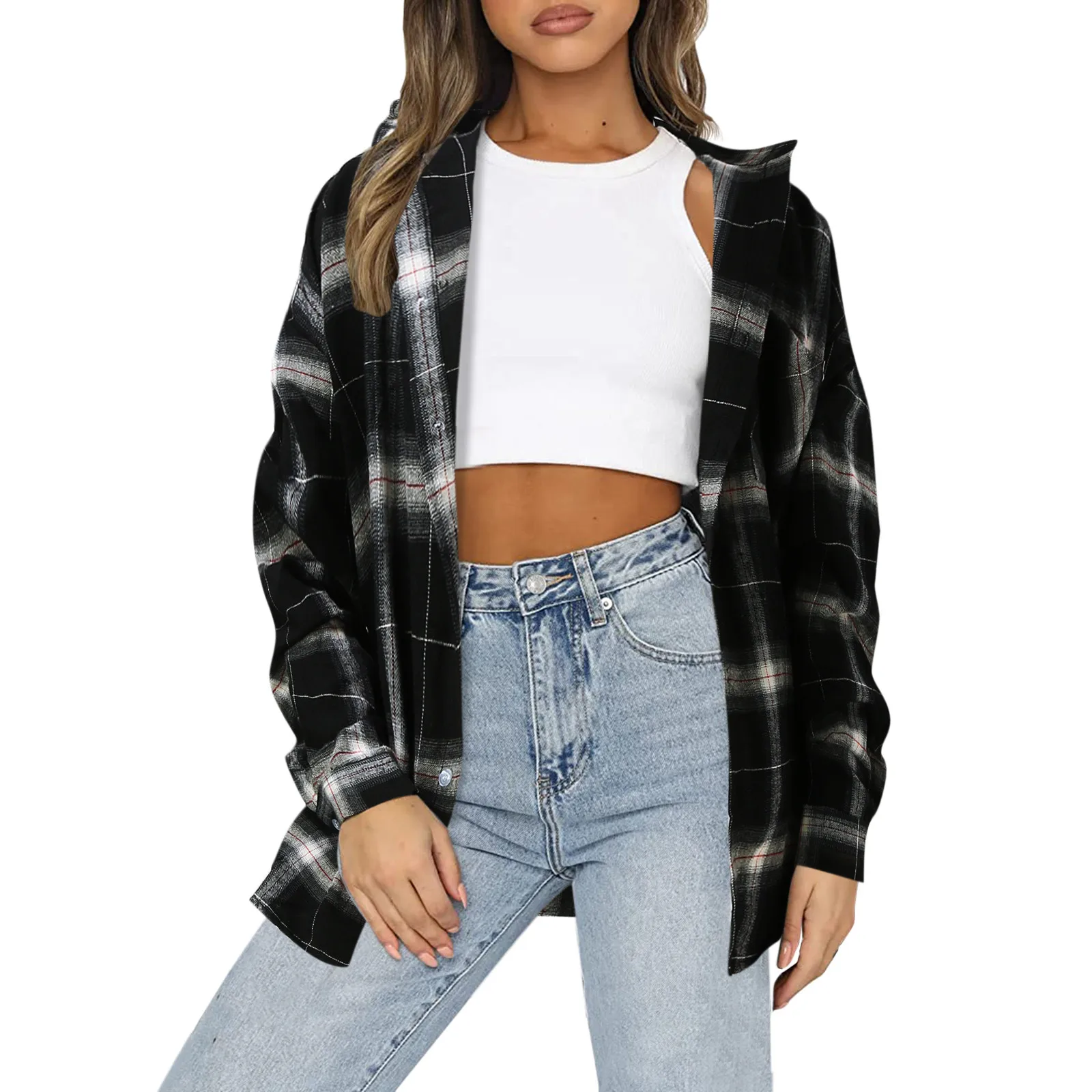 

Women Casual Loose Lapel Button Plaid Printing Thin Business Art 3d Digital Print 3D Print Camisa OL Women Tops slim fit Beach