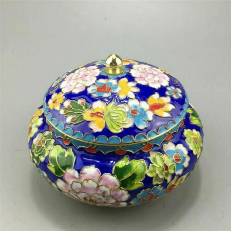 

5.91" Chinese Pure Copper Gold Plated Cloisonne Painting Flower Handmade Pot Tea Pot