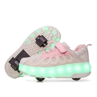size 28 40 children shoes with roller luminous led sneakers on double wheels usb charged glowing skate shoes for kids boys girls