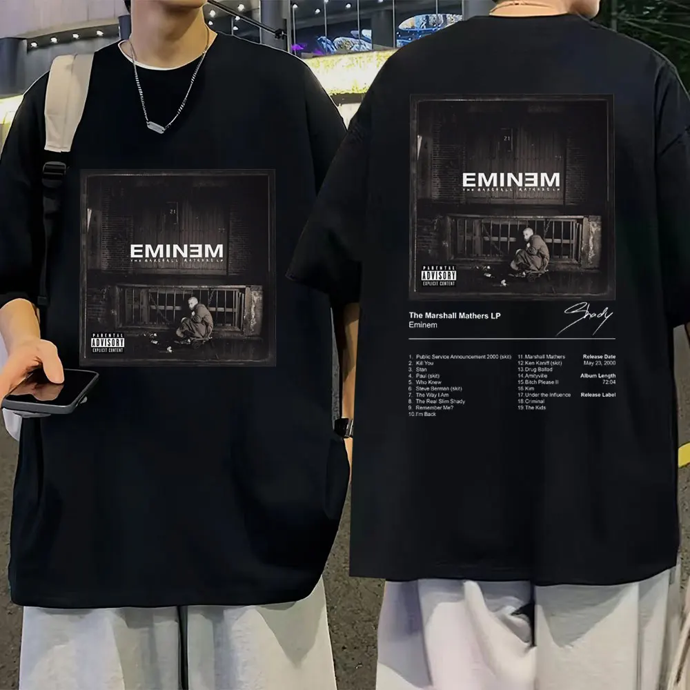 

Eminem Rapper T Shirt The Marshall Mathers LP Album Retro T-shirt Casual Cotton Short Sleeve Men Women Oversized Tees Streetwear