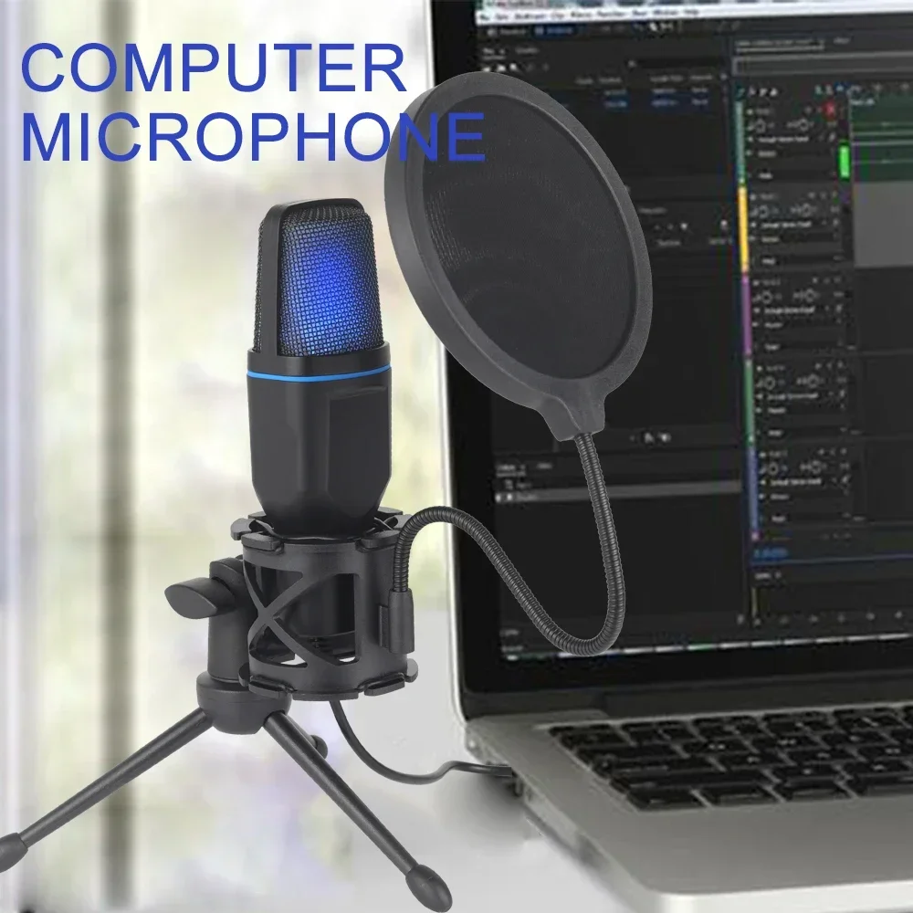 Профессиональный микрофон RGB USB-микрофон конденсатор проводной игровой для