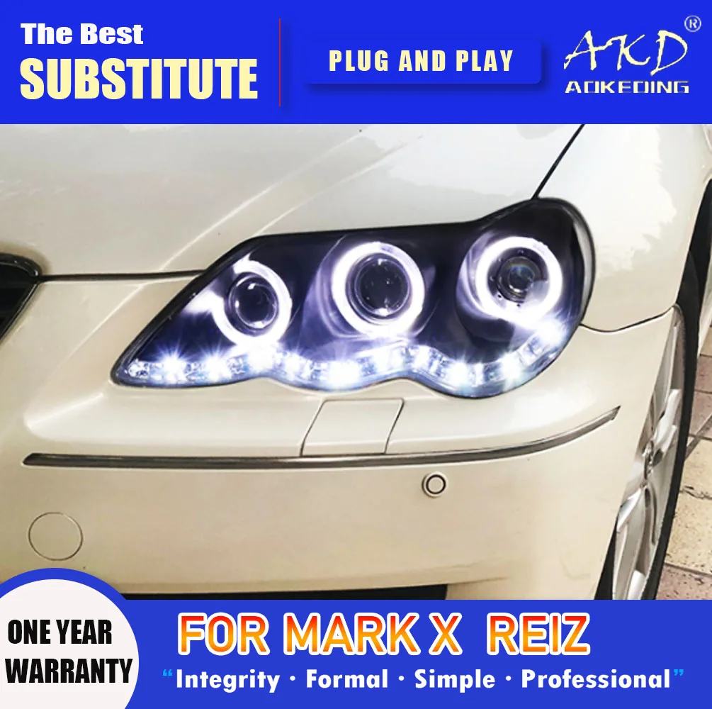 

Фара AKD для Toyota Mark X светодиодный фара 2004-2009 фары Reiz DRL сигнал поворота фара дальнего света объектив проектора Angel Eye
