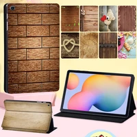 foldable tablet cover case for samsung galaxy tab s6 lite 10 4 inch p610 p615 high quality wood pattern leather shell stylus