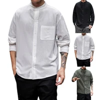 40hotmen shirt solid color single breasted stand collar casual spring coat for daily wear