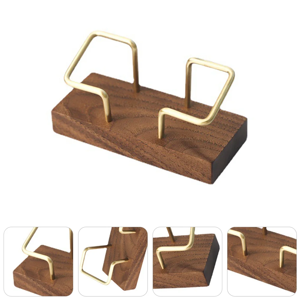 

Rack Desktop Multi-purpose Walnut Name Cards Clip Cards Displaying Rack Name Cards Holder Cards Memo Box