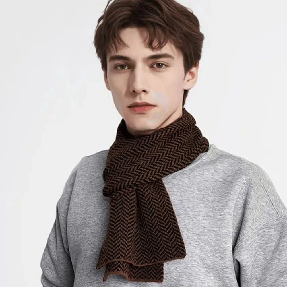 Большой саржевый вязаный шарф из акрилового волокна длинный теплый контрастного