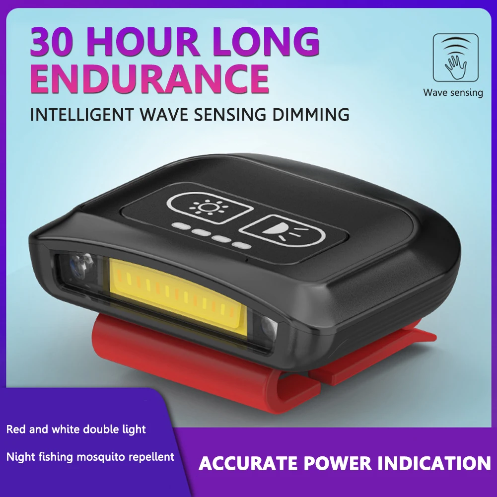 

COB Cap Light Finger Sensor Hat Headlight Type-C Rechargeable Headlamp Outdoor Mini Head Flashlight Night Fishing Head Lamp Torc