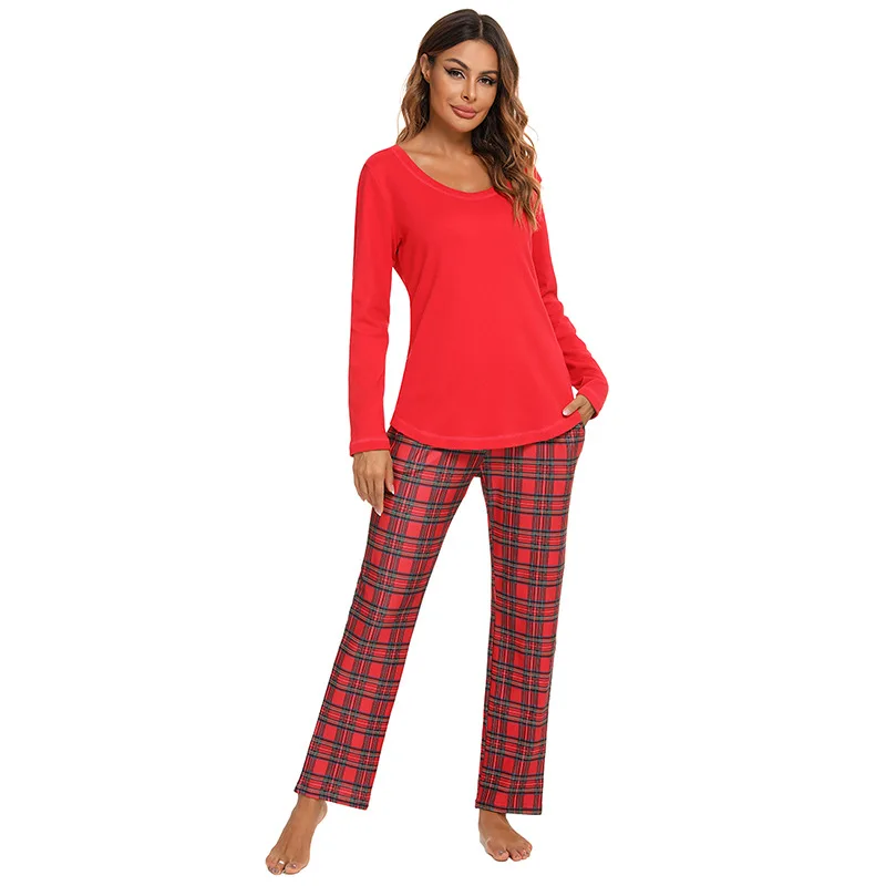 Autumn and Winter New Women's Pajamas Round Neck Long Sleeve Two-piece Home Service Pijamas Women Pajama Set Sleepwear