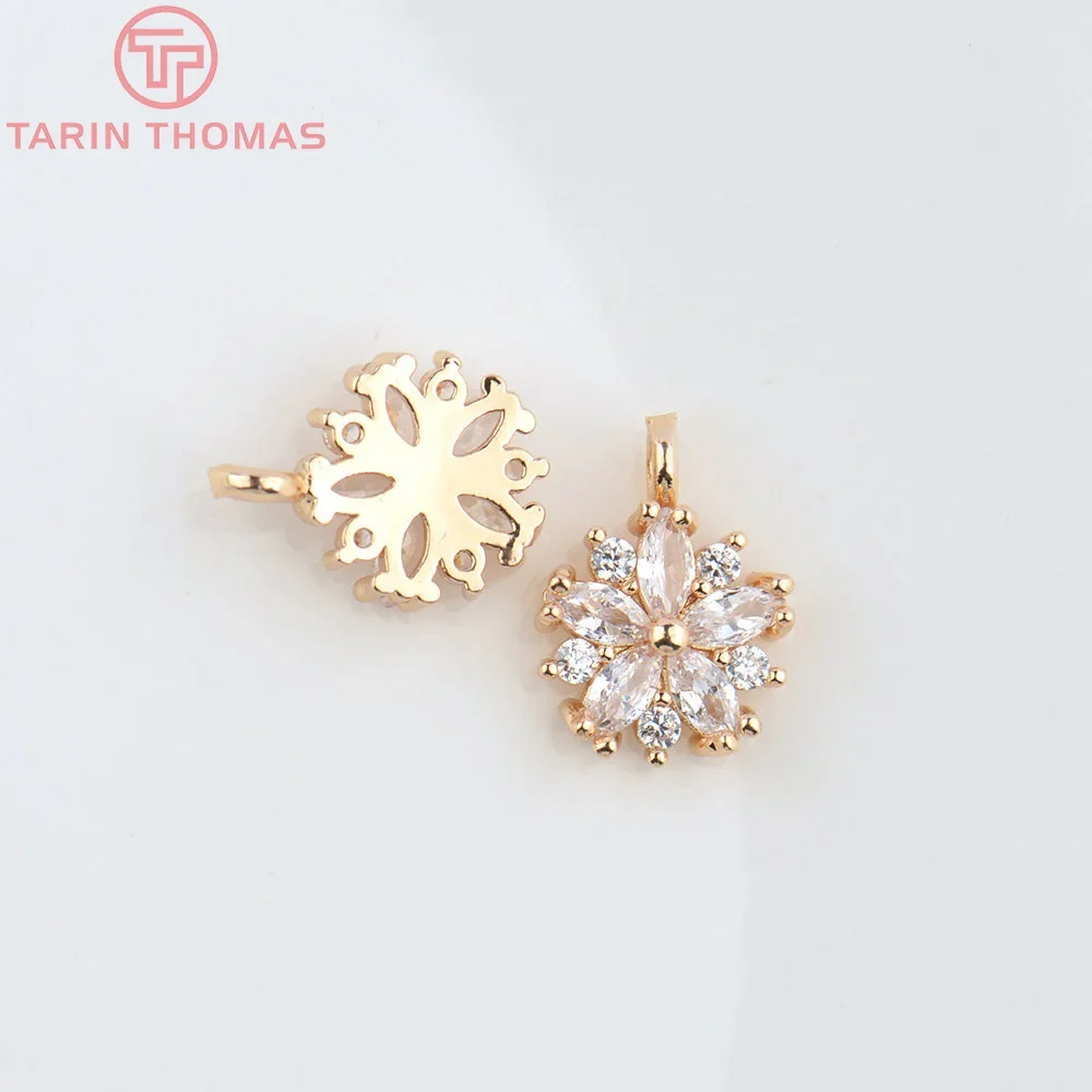 Латунные подвески с цирконом 10 шт. 9 мм 24 к цвета шампанского