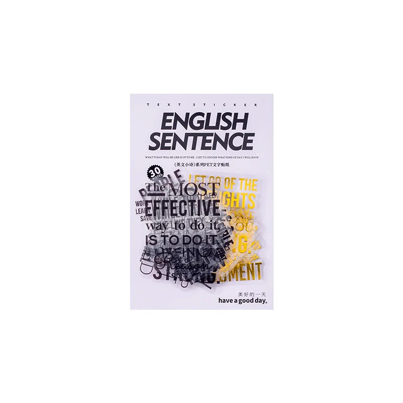 30pcs English Poem Series Decorative PVC Stickers Retro Text Material Sticker Scrapbooking Label Diary Journal Planner - купить по