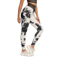 oeing high waist ink tie dyeing stretchy butt lifting leggings shockproof sportswear jacquard bubble sweat absorption gym