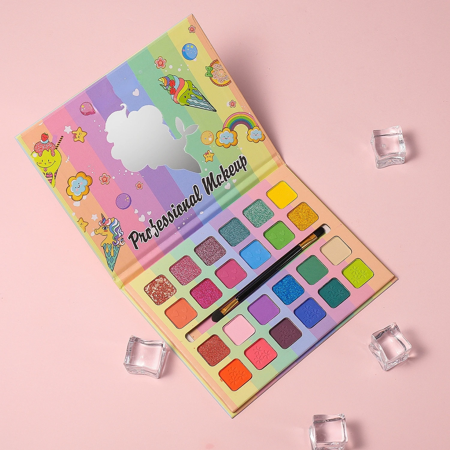 

Lce Cream Pattern 24 Colors Eyeshadow Palette Matte Pearlescent With Sequins Multicolor Eyeshadow Palette Makeup Eye Glitter