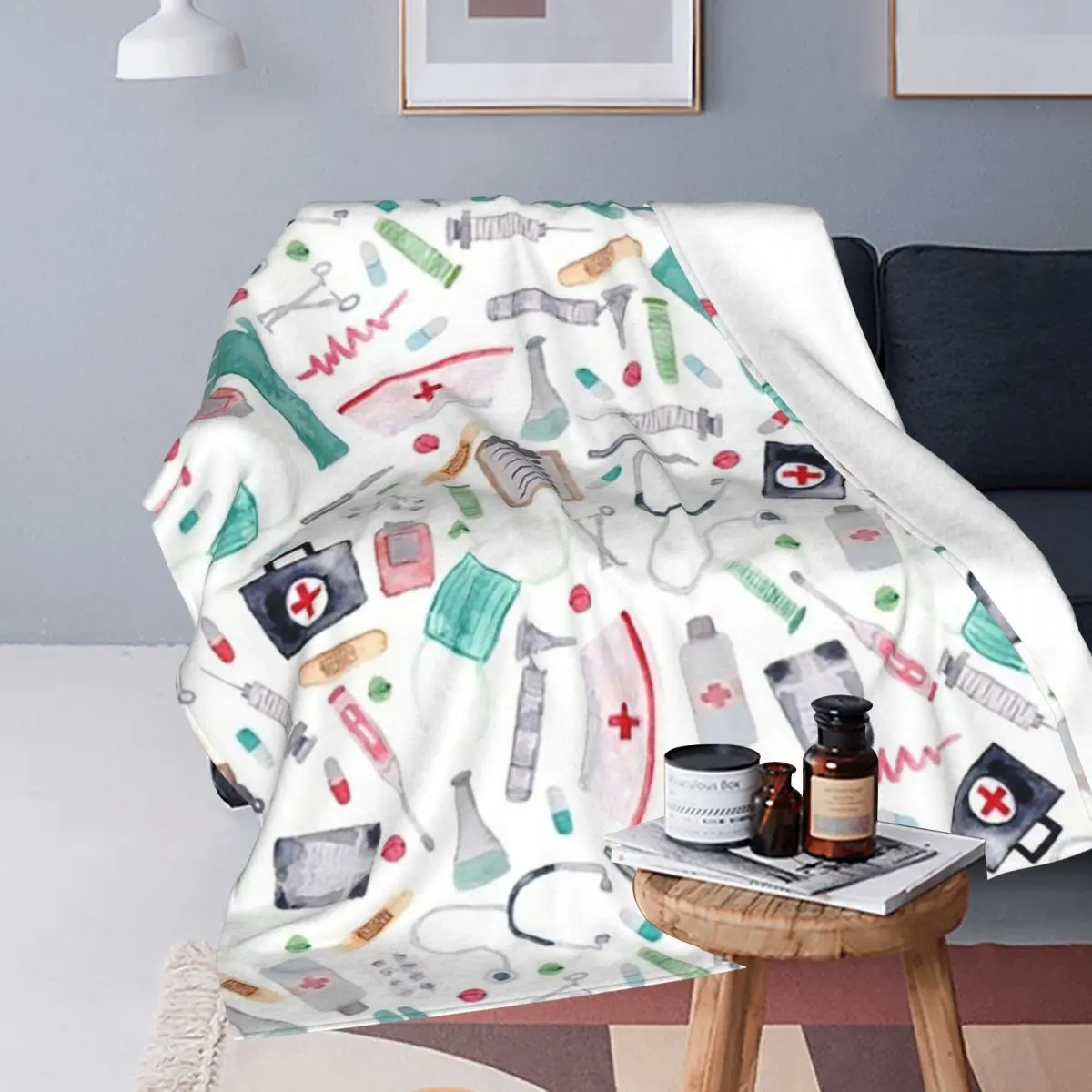Одеяло для доктора или медсестры мягкое теплое Фланелевое покрывало с рисунком
