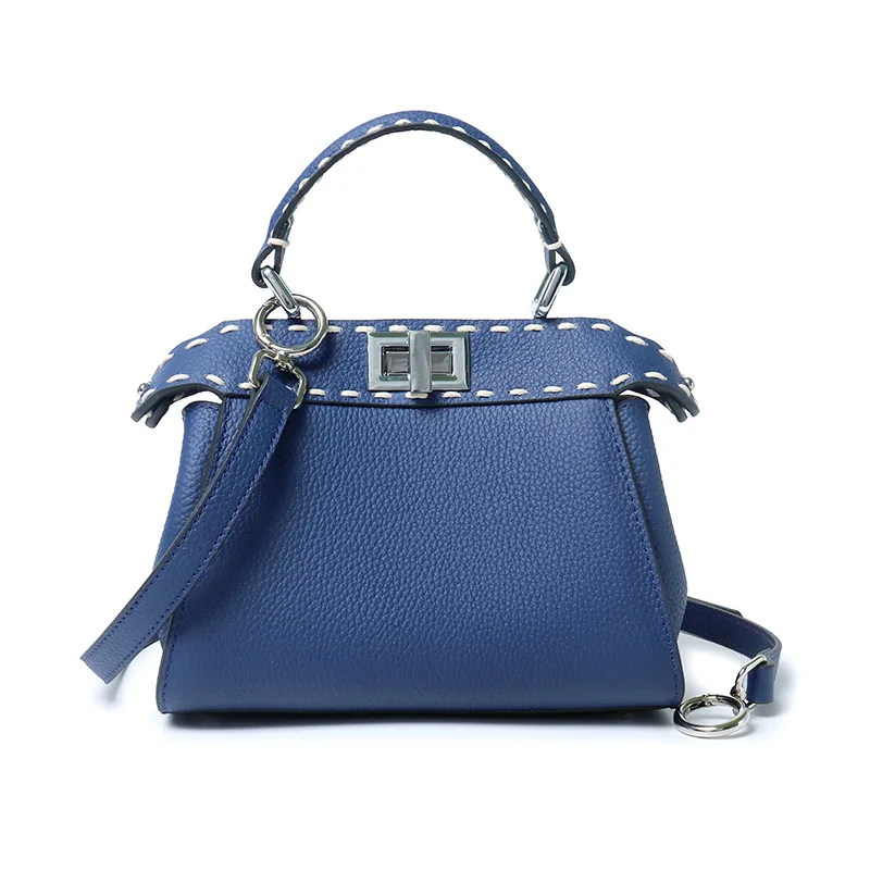 

Togo Leather Top Handbag Women Mini Tote Luxury Designer Stitched Crossbody Shoulder Bag Double-sided Locked