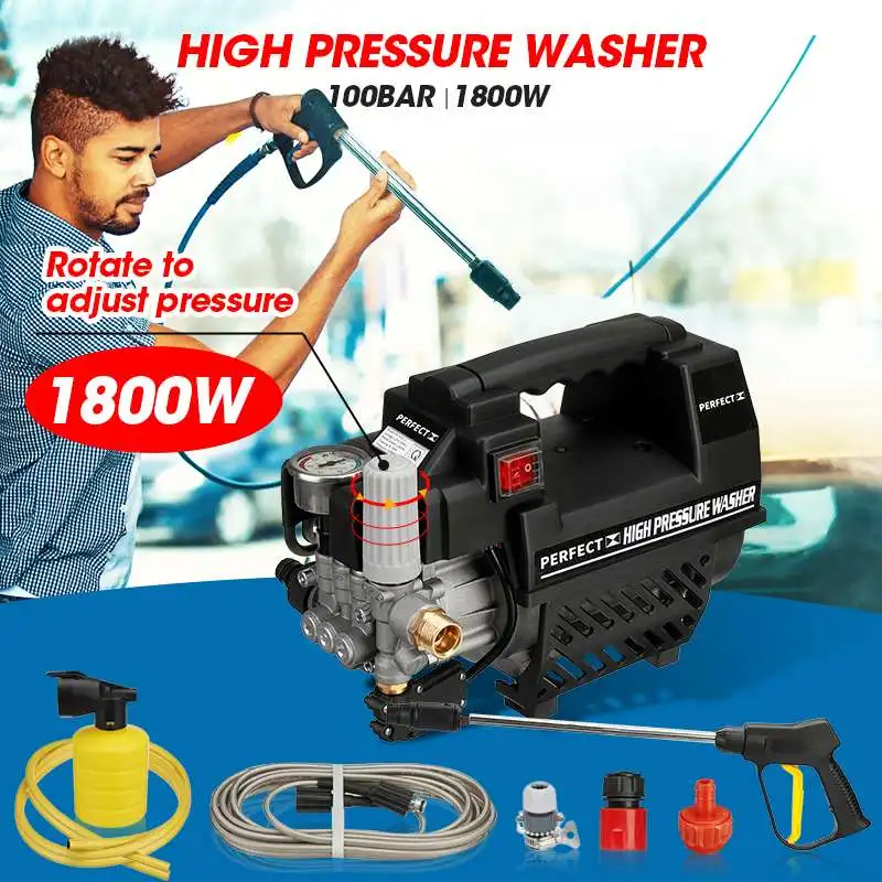 

1400W 100Bar Adjustable pressure High Pressure Car Washer Water Pump Gun Induction motor Water Gun 220V Car Washing Machine