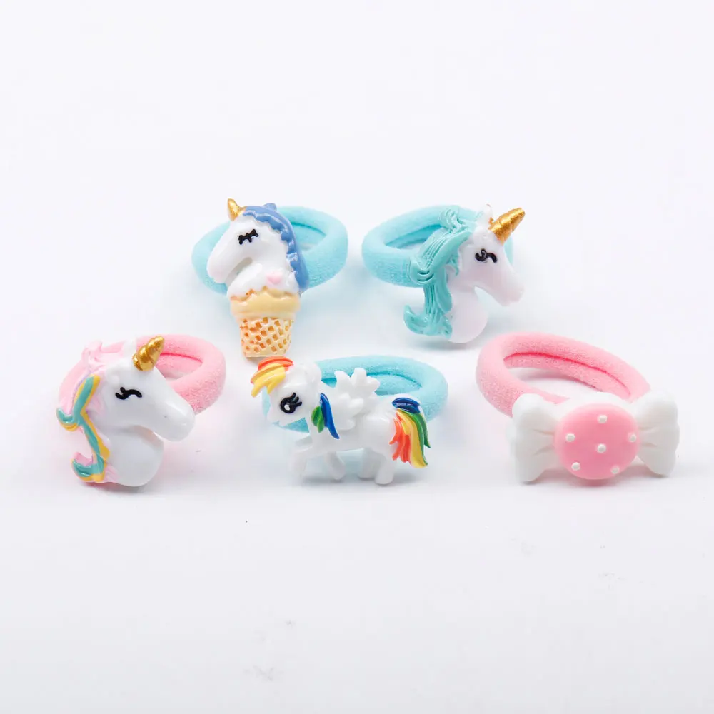 1/5/12 Pcs Shiny Glitter Elastic Hair Band Heart Star Hair Tie Kids Korean Hair Rope Crwon Kawaii Kids Rabbit Hair Accessories