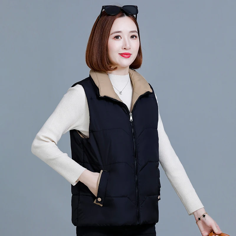 Женский Утолщенный Теплый Пуховый Жилет С Воротником-стойкой И