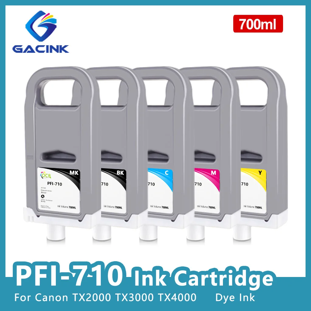 For Canon PFI-710 PFI 710 Compatible Ink Cartridge For Canon TX2000 TX3000 TX4000 700ML High Quality Dye Ink 700ML 5 Colors
